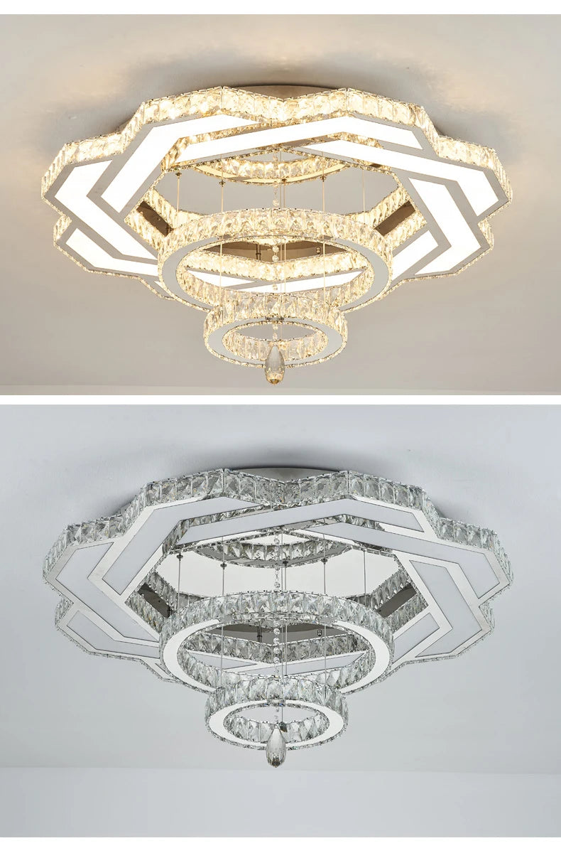 Nordic Minimalist Luxury Crystal Led Ceiling Chandelier Living Dining Room Bedroom Ceiling Lamps Home Decor Crystal Pendant Lamp