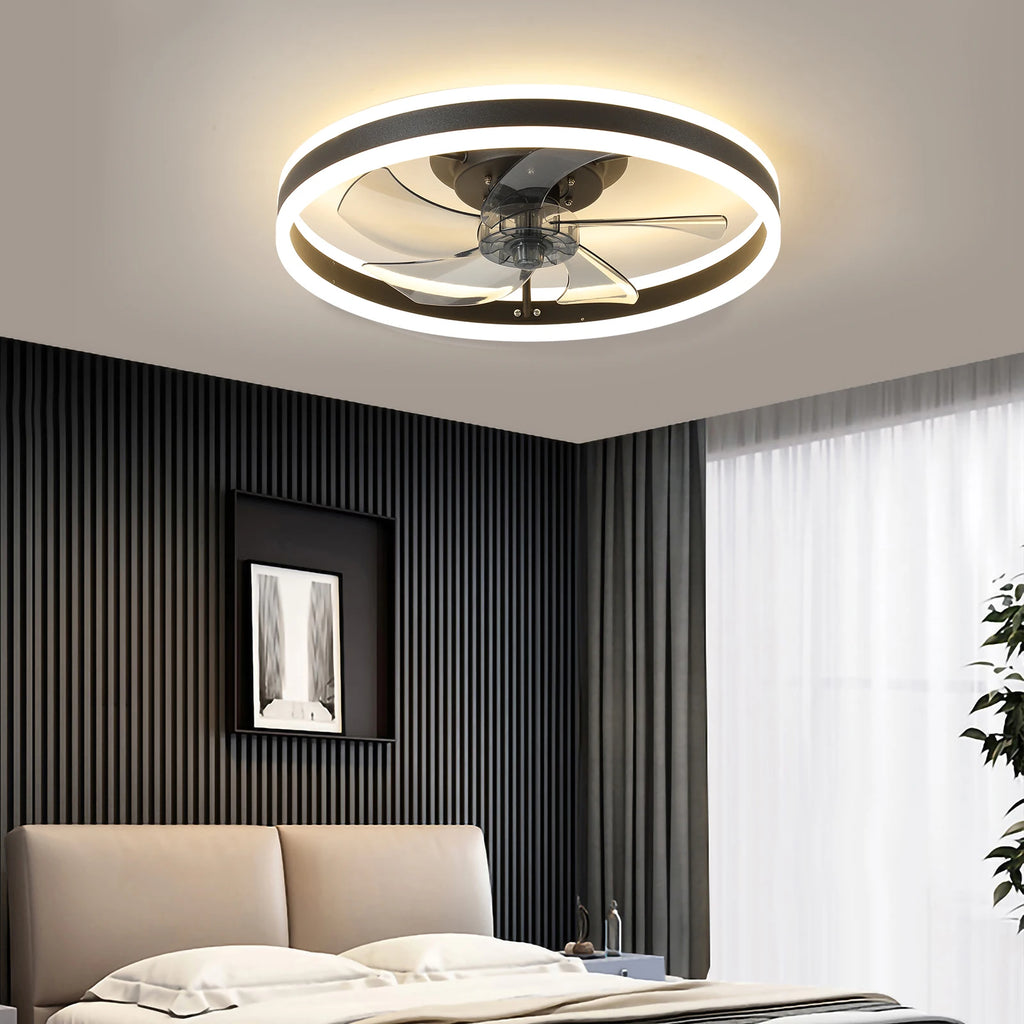 LED Ceiling Fan 20" Modern Low Profile Flush Mount Fandelier with App & Remote Control for Bedroom Kids Room Living Room