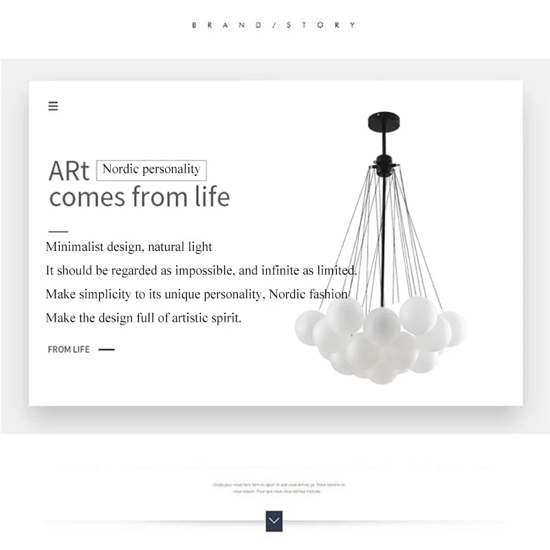 Modern Frosted Glass Ball Ceiling Chandelier Black Gold Pendant Lights 19/37 Glass Hanging Lamp for Dining Living Room