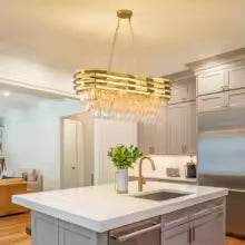 Gold Modern Crystal Chandeliers for Dining Room 8-Light Gold Chandelier Living Room Dining Room Chandelier Over Table Oval Ceili