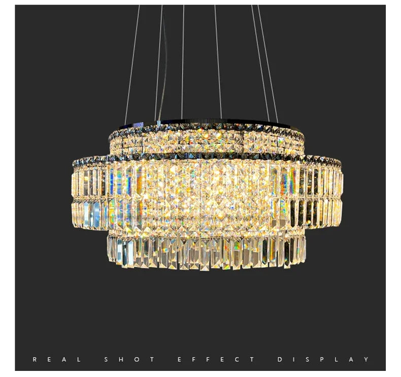 Led Crystal Chandelier For Dining Room Modern Rectangle Hanging Lamp Luxury Home Decor Indoor Lighting Gold/Silver Kitchen Light